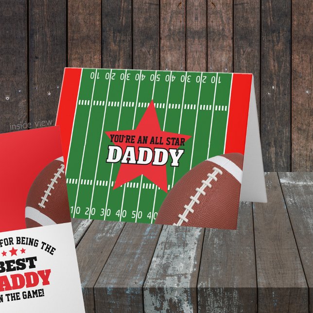 Cartão Melhor do Jogo Presente Personalizado de Futebol (All Star Best in the Game Folding Greeting Card for Dad, Grandpa, Coach or anyone!  Great for Father)