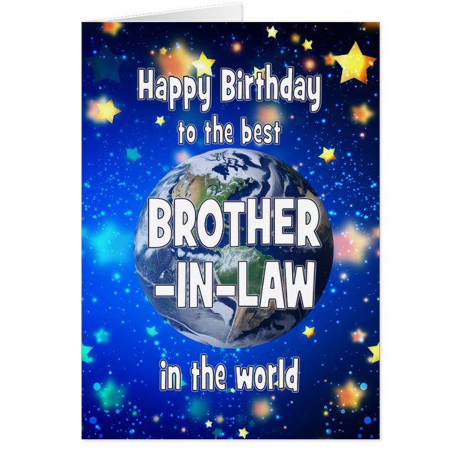 Cartão Melhor Irmão em Direito no Aniversário do Mundo (Frente)