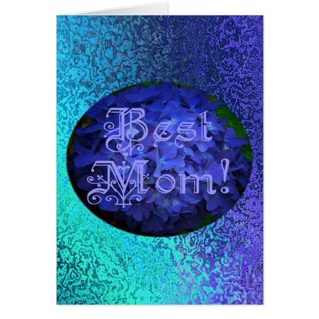 Cartão Melhor mãe com fundo azul de flores (Frente)