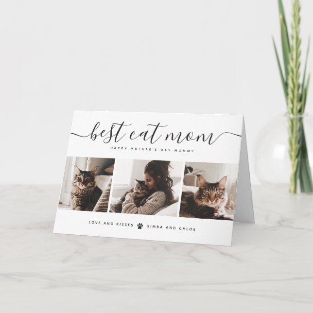 Cartão Melhor Mãe de Gato: Foto de Gato Personalizada par (Frente)