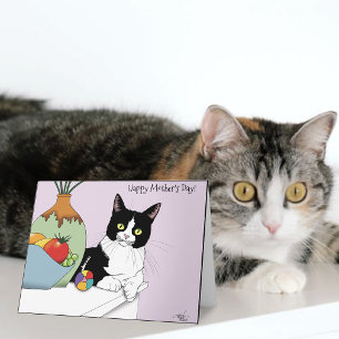 Cartão Melhor Mãe de Gato Gatinho de Smoking Dia das Mães