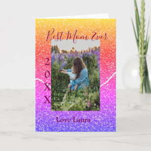 Cartão Melhor mãe de sempre foto cor-de-rosa dia das mães