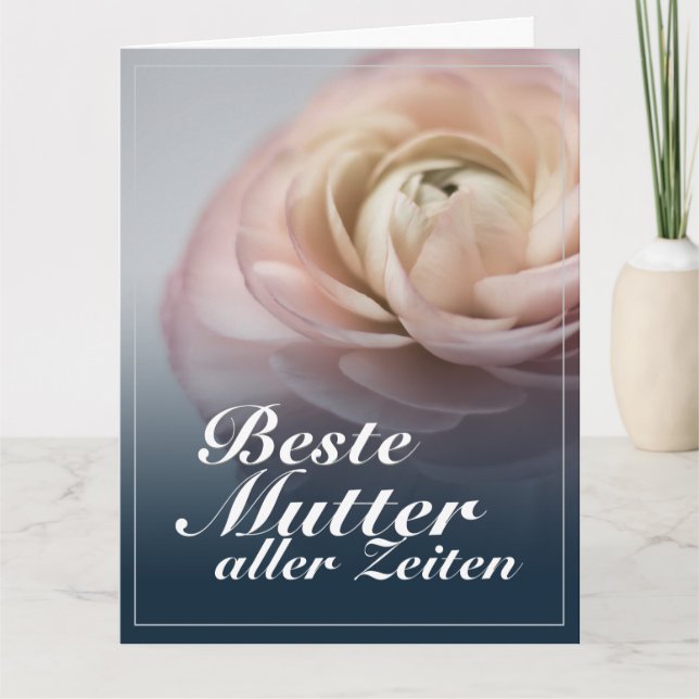 Cartão Melhor mãe de todos os tempos com grande rosa rosa (Frente)