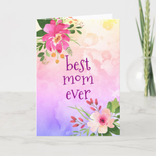 Cartão Melhor Mãe de Todos os Tempos Moderno Rosa Roxo Aq