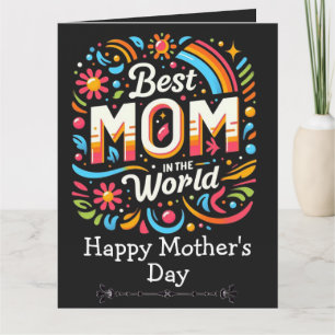 Cartão Melhor Mãe do Mundo - Dia das Mães Floral Arco-Íri