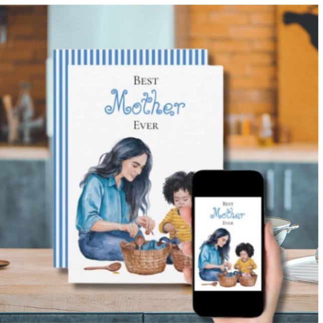 Cartão Melhor Mãe do Mundo Momento de Conexão entre Mãe e (Criador carregado)