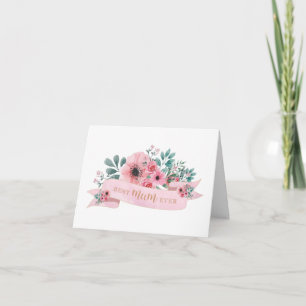 Cartão Melhor Mãe do Mundo Rosa Floral Aquarela Saudação