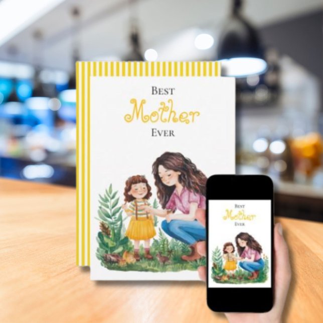 Cartão Melhor Mãe Filha da Mãe, Design de Arte de Jardim (Criador carregado)