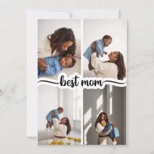 Cartão Melhor Mãe Personalizado Colagem de 4 Fotos
