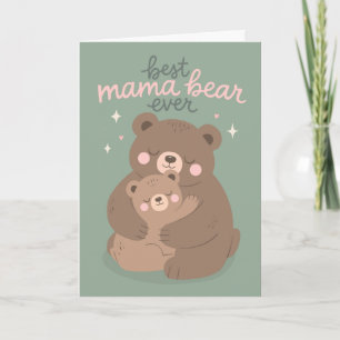 Cartão Melhor Mamãe Urso de Todos Abraços para o Dia das