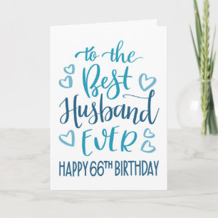 Cartão Melhor Marido 66.º Aniversário Tipografia em Azul