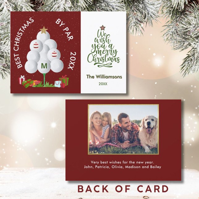 Cartão Melhor Natal de Par Golf Ball Tree Foto Inicial (Criador carregado)