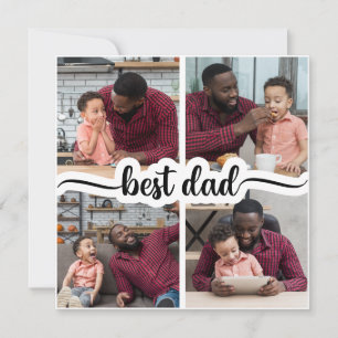 Cartão Melhor Pai Colagem Personalizada de 4 Fotos