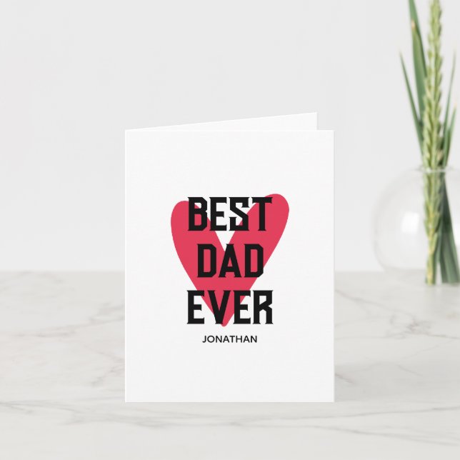 Cartão Melhor Pai do Mundo Coração Rosa Dia dos Pais (Frente)