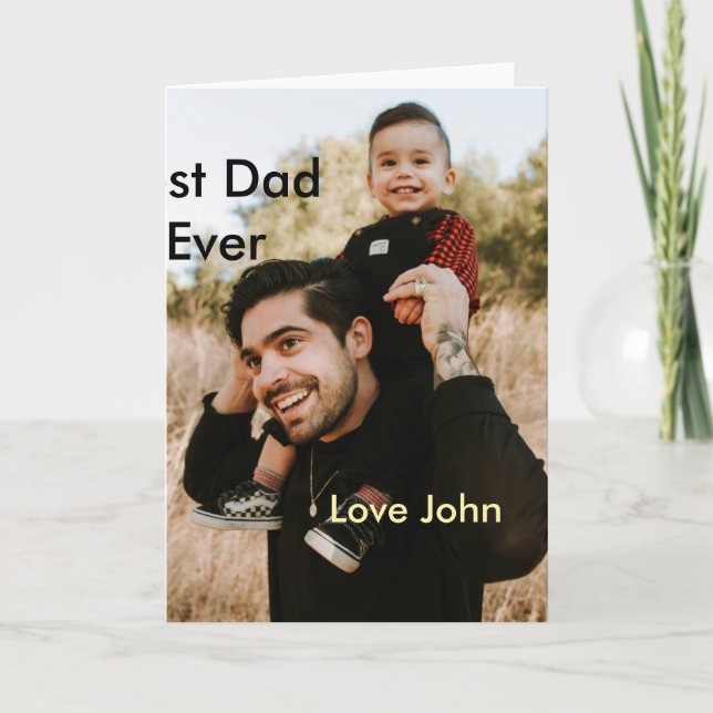 Cartão Melhor pai do mundo presente para o pai foto nome  (Frente)