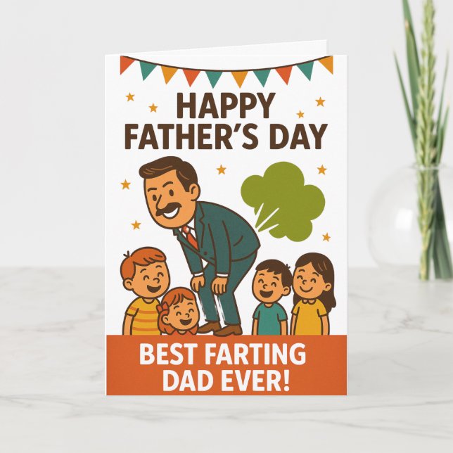 Cartão Melhor Pai que Faz Pum de Sempre Feliz Dia dos Pai (Frente)