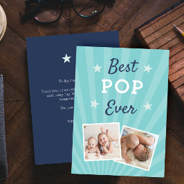 Cartão Melhor Pop | Foto plana Dia de os pais