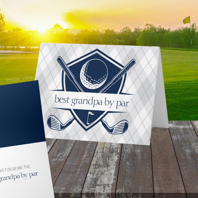 Cartão Melhor Por Par Personalizado Azul Marinho Golfe Pr (Golf Best by Par Best in the Game Folding Gift Greeting Card for Him or Her)
