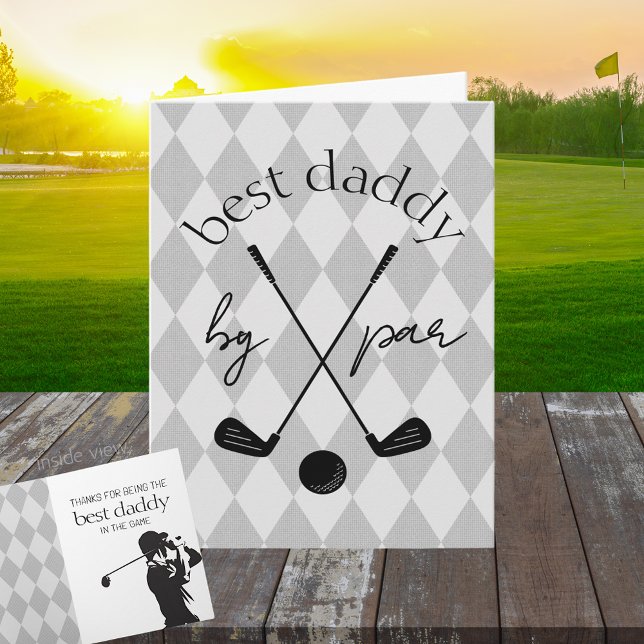 Cartão Melhor Presente Personalizado de Golfe Argyle Dobr (Golf Best by Par Best in the Game Folding Gift Greeting Card for Him or Her)