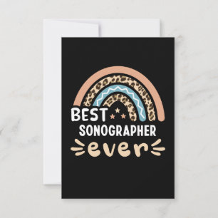Cartão Melhor Sonógrafo de sempre Leopard Rainbow Gift Mã