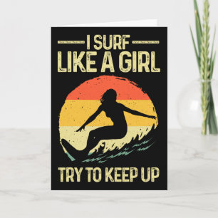 Cartão Melhor Surf Como Uma Garota Arte de Surfista Para