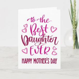 Cartão Melhor Tipografia do Dia de as mães Filha a Rosa