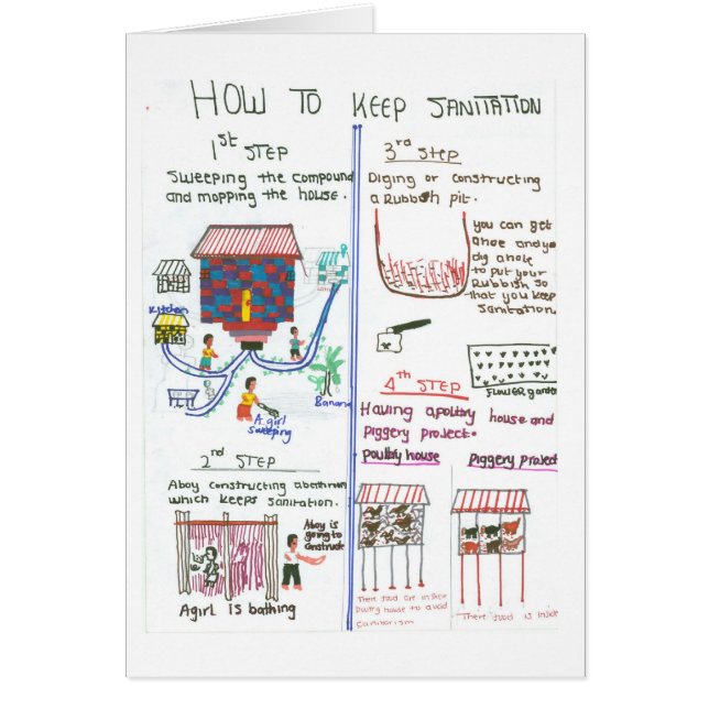 Cartão Melhorando o saneamento em uma casa rural (Frente)