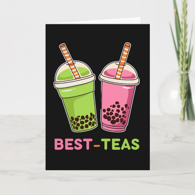Cartão Melhores chás kawaii boba bubble tea melhores amig (Frente)