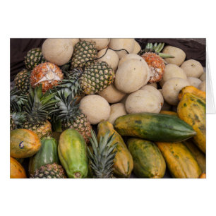 Cartão Melões do abacaxi e fatias - fruta do mercado dos
