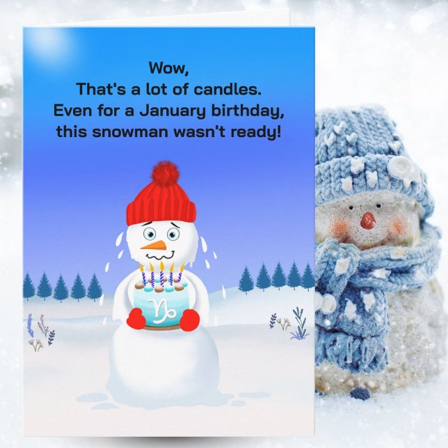 Cartão Melting Snowman January Birthday Capricorn  (Criador carregado)