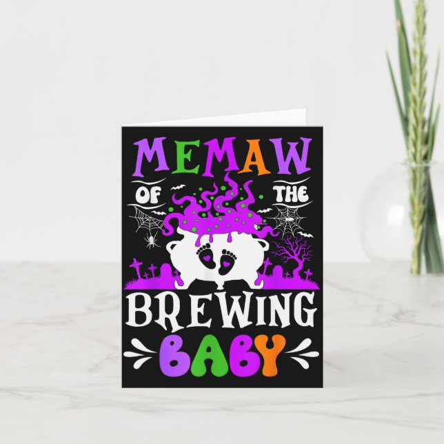 Cartão Memaw Of The Brewing Baby Grandma To Be Halloween  (Frente)
