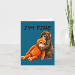 Cartão Meme de macaco triste socando com um brinquedo lar
