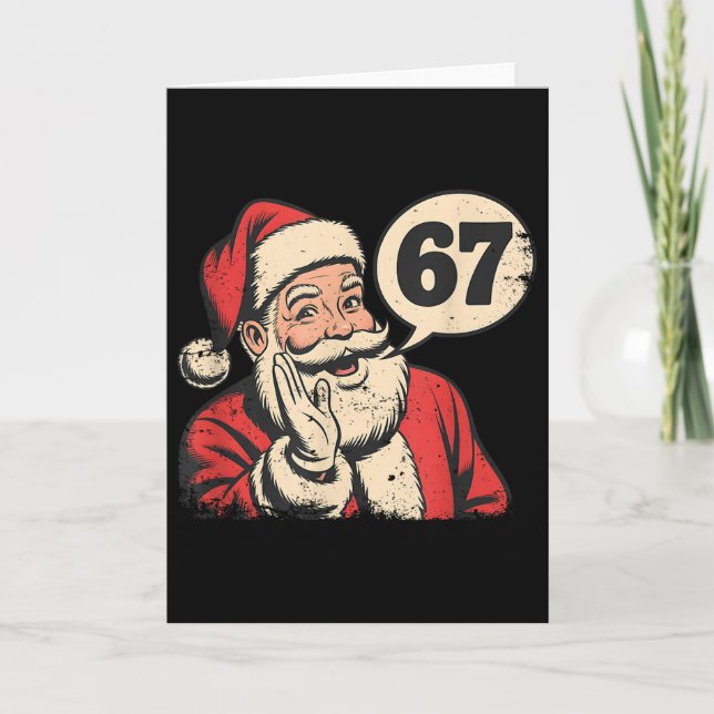 Cartão Meme de Natal do Papai Noel 67 Seis Sete (Frente)