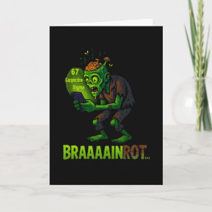 Cartão Meme Divertido de Zumbi Brainrot 6 7 Halloween Men