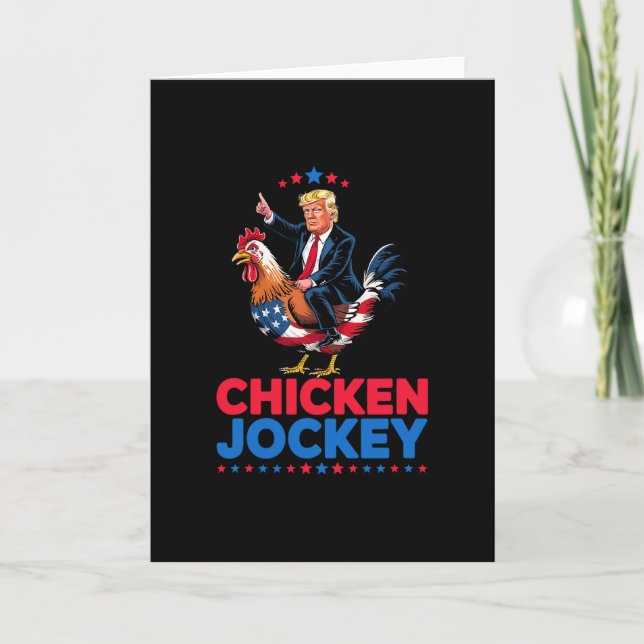 Cartão Meme Engraçado do Frango Jóquei Trump (Frente)