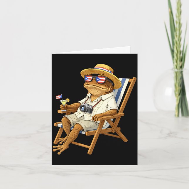 Cartão Meme engraçado do sapo coqui com óculos da bandeir (Frente)
