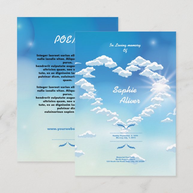 Cartão memorável fúnebre da oração (Frente/Verso)