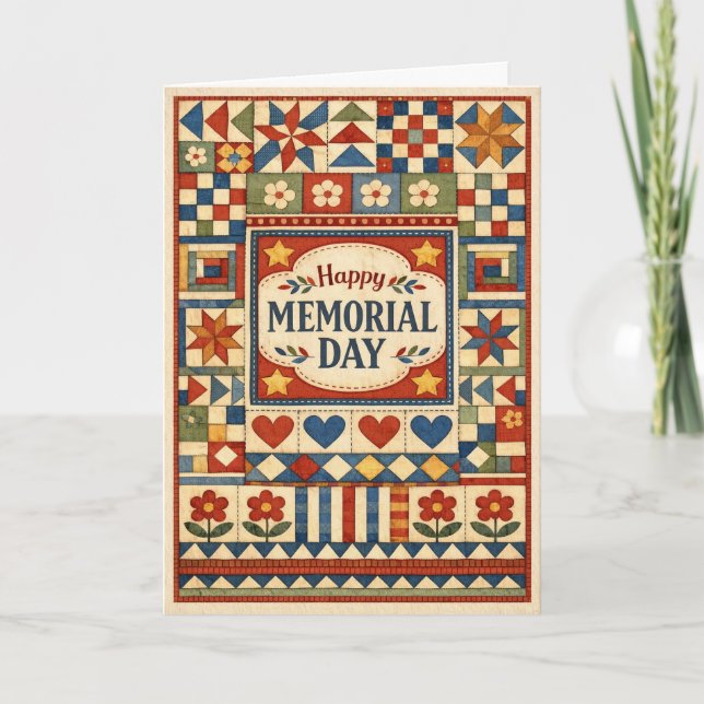 Cartão Memorial Day Patchwork Quilt  (Frente)