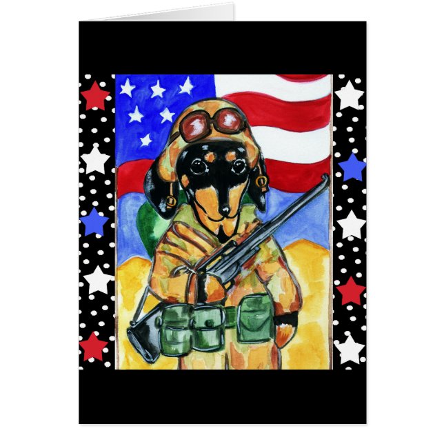 Cartão Memorial Day Soldier Dachshund (Frente)