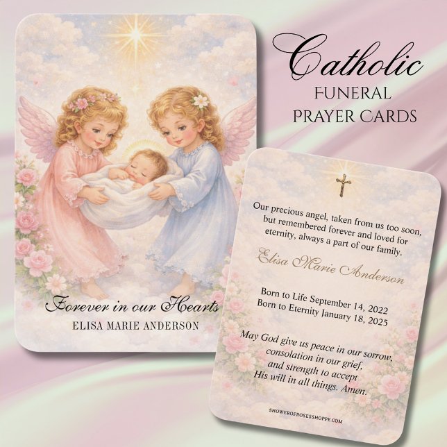 Cartão Memorial de Funeral Católico para Bebê - (Criador carregado)