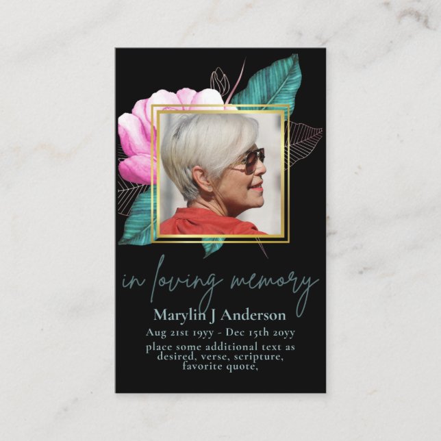 Cartão Memorial de Oração Fotográfica Floral 100x  (Frente)