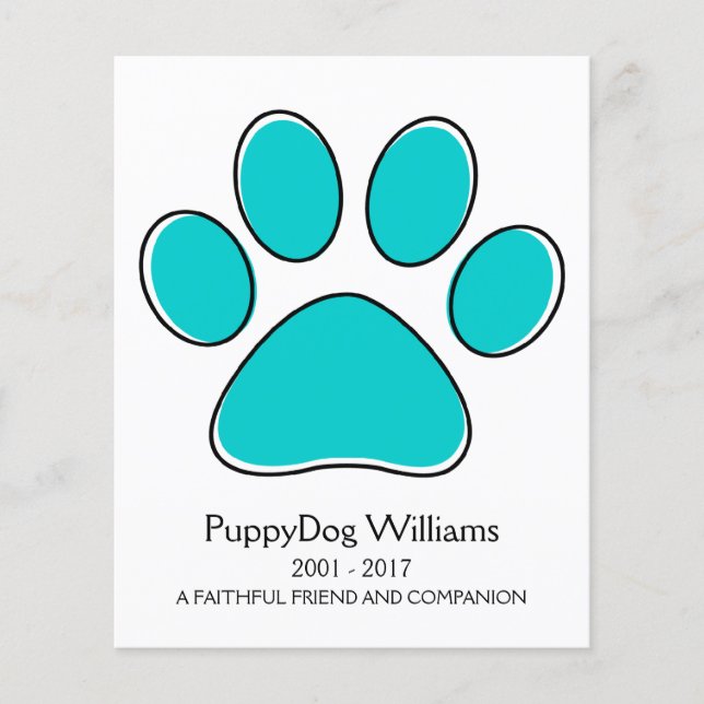 cartão memorial de perda de paw oddRex (Frente)