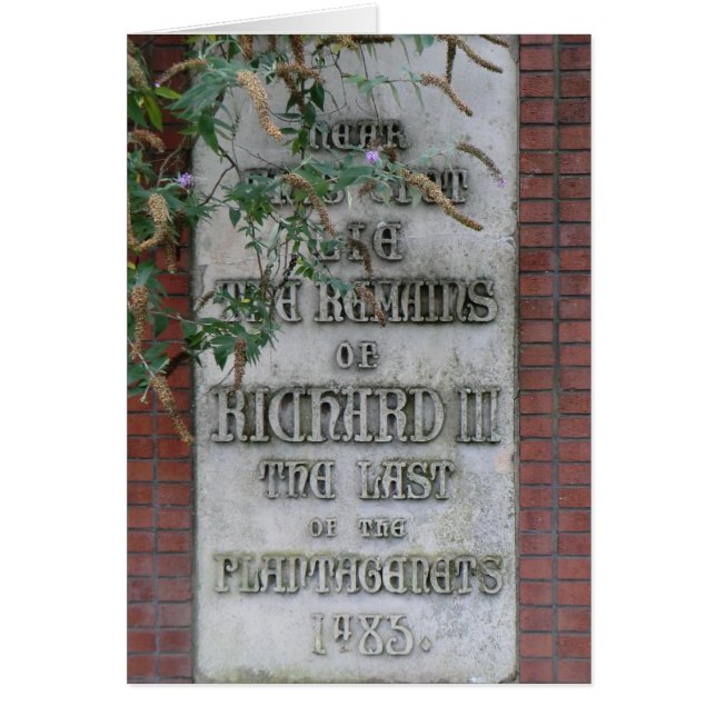 Cartão Memorial de Richard III em Leicester, Inglaterra (Frente)