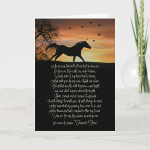 Cartão Memorial de Simpatia Equina com Poema Espiritual