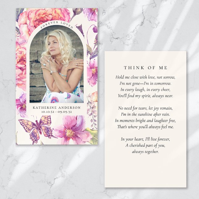 Cartão Memorial Floral Floral de Borboleta Amada p (Criador carregado)