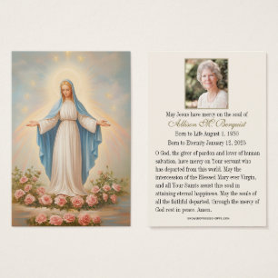 Cartão Memorial Fúnebre Católico da Virgem Maria -