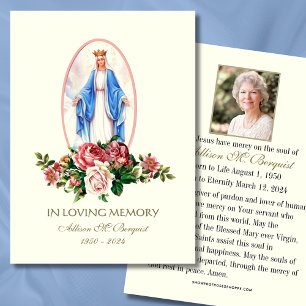 Cartão Memorial Fúnebre Católico da Virgem Maria -