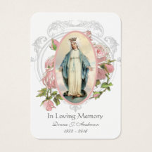 Cartão Memorial Fúnebre Católico Virgem Maria -