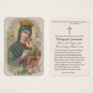 Cartão Memorial Fúnebre Virgem Maria Jesus -