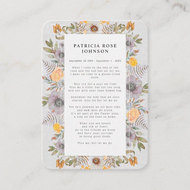 Cartão Memorial Funeral Rustic Photo Sympathy (Frente)